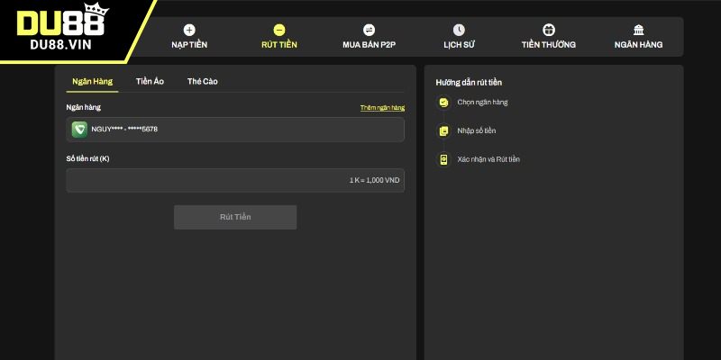 Hướng dẫn các bước rút tiền rõ ràng và trực quan
